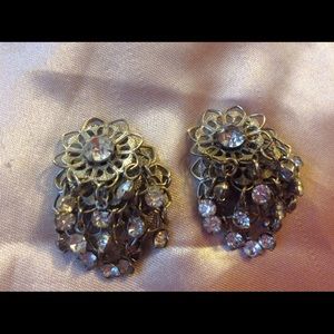 Vintage Silver GYPSY Prong Rhinestone Earring Clip